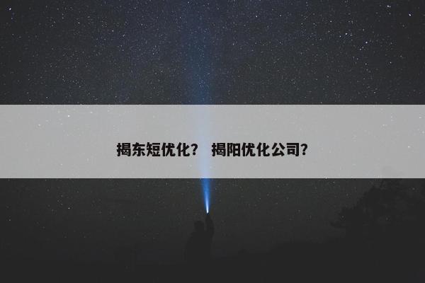 揭东短优化？ 揭阳优化公司？