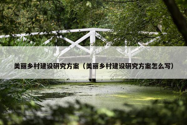 美丽乡村建设研究方案（美丽乡村建设研究方案怎么写）