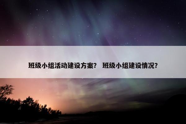 班级小组活动建设方案？ 班级小组建设情况？