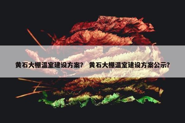 黄石大棚温室建设方案？ 黄石大棚温室建设方案公示？