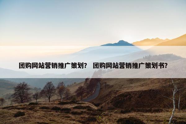 团购网站营销推广策划？ 团购网站营销推广策划书？