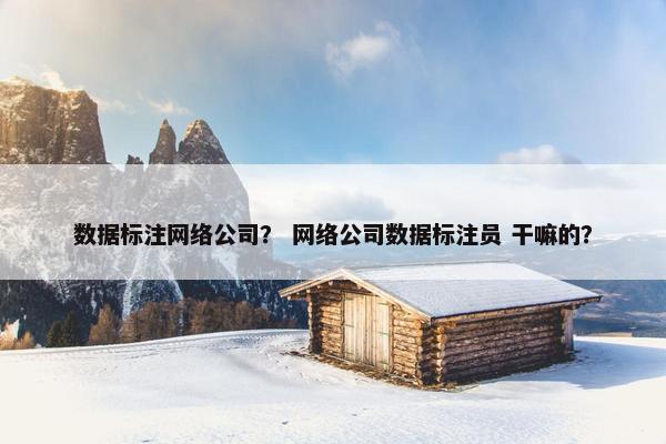 数据标注网络公司？ 网络公司数据标注员 干嘛的？