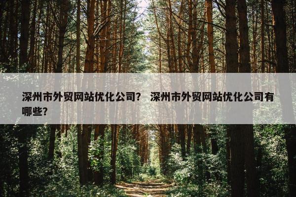 深州市外贸网站优化公司？ 深州市外贸网站优化公司有哪些？