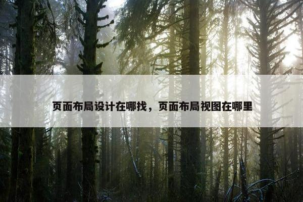 页面布局设计在哪找，页面布局视图在哪里