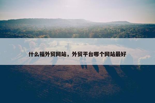 什么福外贸网站，外贸平台哪个网站最好