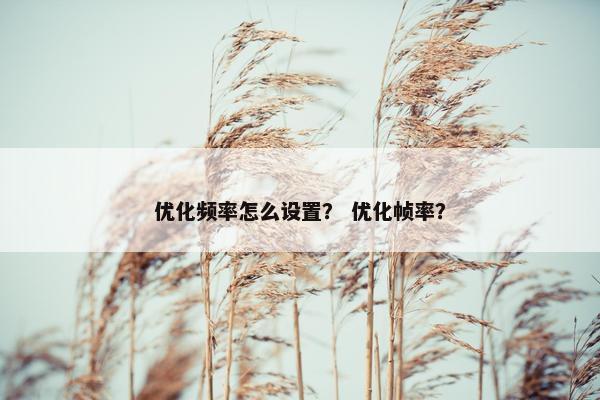 优化频率怎么设置？ 优化帧率？