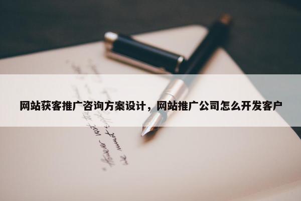 网站获客推广咨询方案设计，网站推广公司怎么开发客户