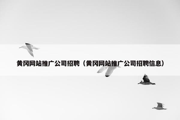 黄冈网站推广公司招聘（黄冈网站推广公司招聘信息）