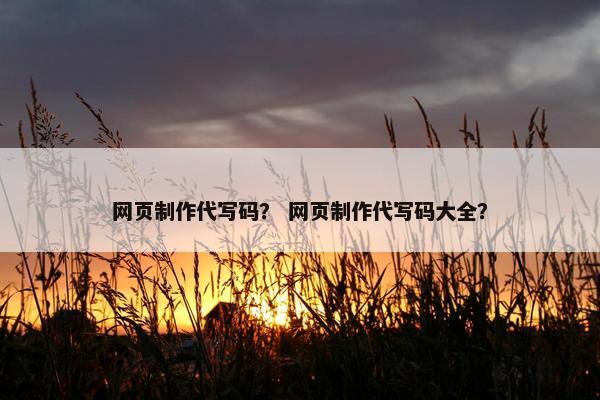 网页制作代写码？ 网页制作代写码大全？