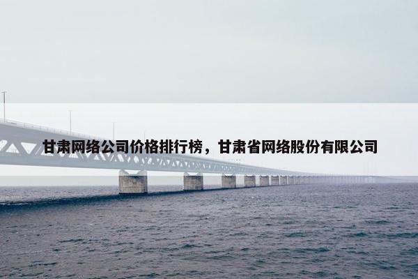 甘肃网络公司价格排行榜，甘肃省网络股份有限公司
