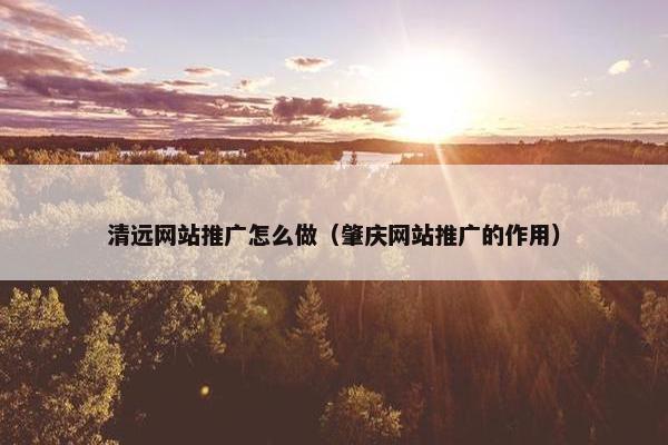 清远网站推广怎么做（肇庆网站推广的作用）