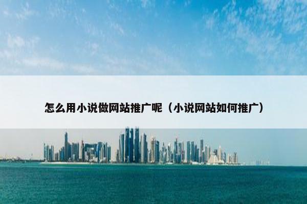 怎么用小说做网站推广呢（小说网站如何推广）