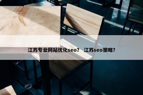 江苏专业网站优化seo？ 江苏seo策略？