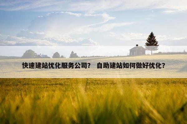 快速建站优化服务公司？ 自助建站如何做好优化？
