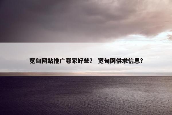 宽甸网站推广哪家好些？ 宽甸网供求信息？