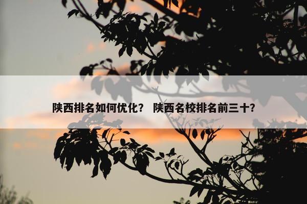 陕西排名如何优化？ 陕西名校排名前三十？