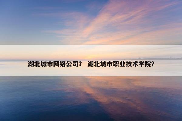 湖北城市网络公司？ 湖北城市职业技术学院？