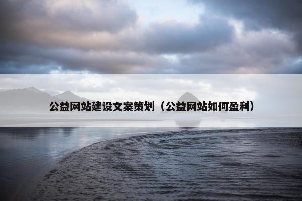 公益网站建设文案策划（公益网站如何盈利）
