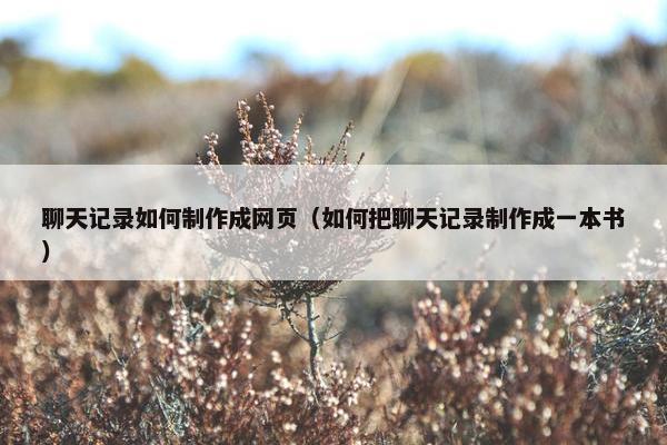 聊天记录如何制作成网页（如何把聊天记录制作成一本书）