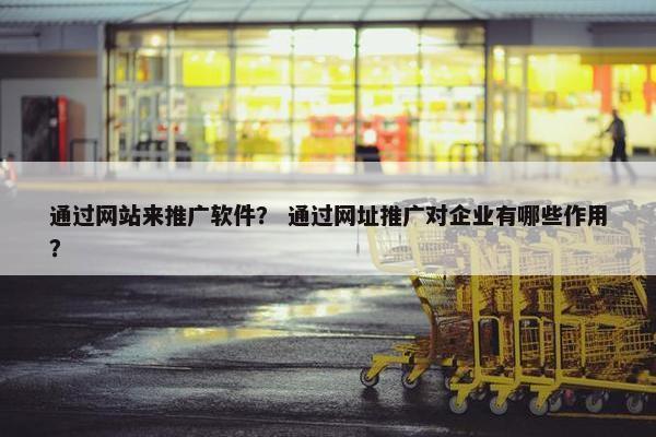 通过网站来推广软件？ 通过网址推广对企业有哪些作用？