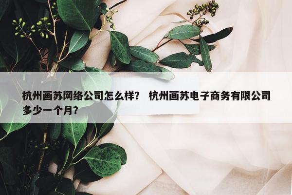 杭州画苏网络公司怎么样？ 杭州画苏电子商务有限公司多少一个月？