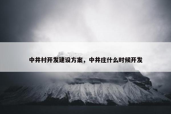 中井村开发建设方案，中井庄什么时候开发