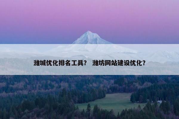 潍城优化排名工具？ 潍坊网站建设优化？