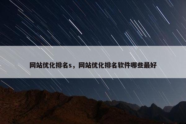 网站优化排名s，网站优化排名软件哪些最好