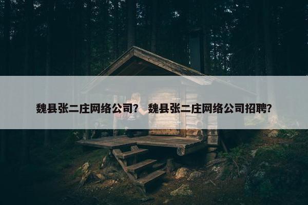 魏县张二庄网络公司？ 魏县张二庄网络公司招聘？