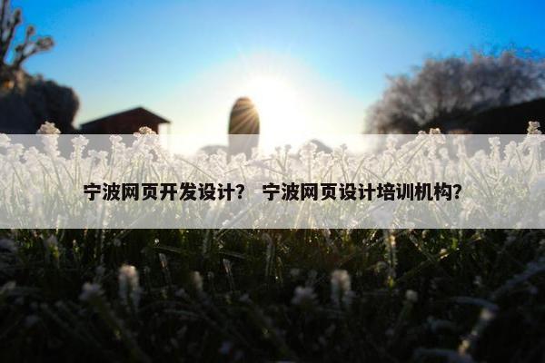 宁波网页开发设计？ 宁波网页设计培训机构？