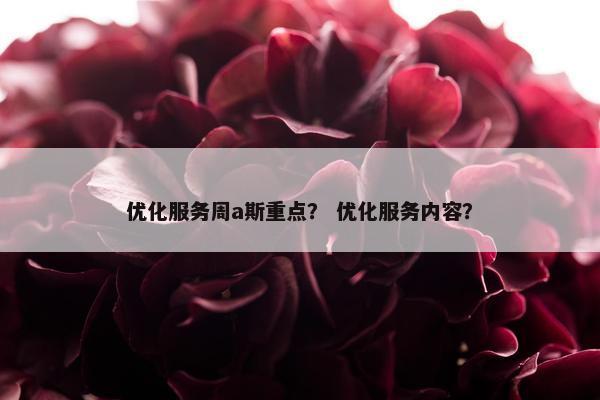 优化服务周a斯重点？ 优化服务内容？