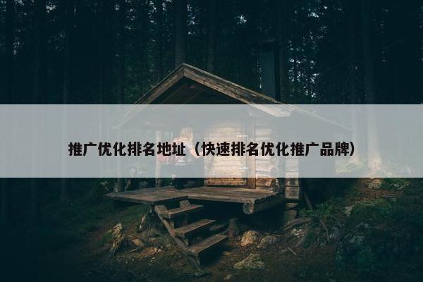 推广优化排名地址（快速排名优化推广品牌）