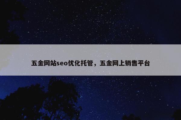五金网站seo优化托管，五金网上销售平台