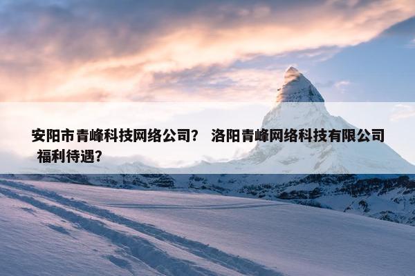 安阳市青峰科技网络公司？ 洛阳青峰网络科技有限公司 福利待遇？