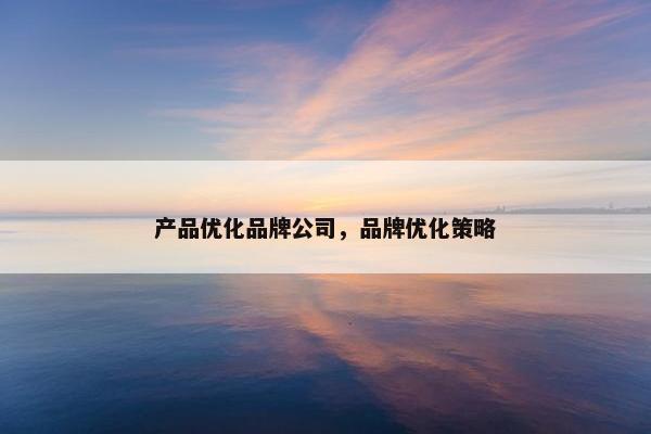 产品优化品牌公司，品牌优化策略
