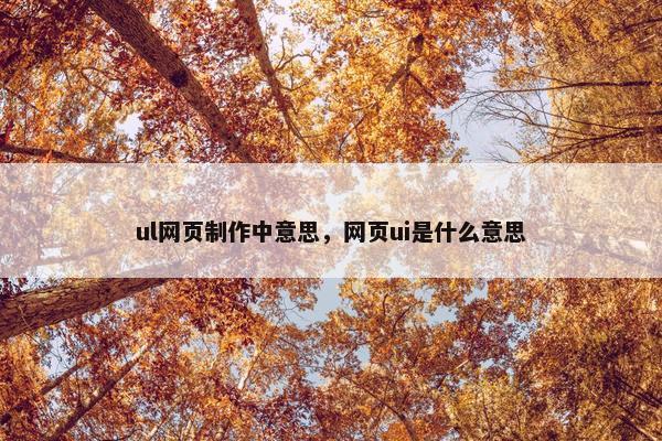 ul网页制作中意思，网页ui是什么意思