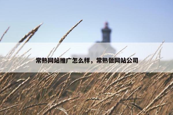 常熟网站推广怎么样，常熟做网站公司