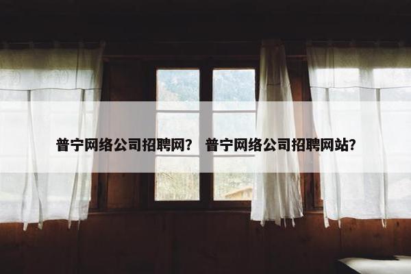 普宁网络公司招聘网？ 普宁网络公司招聘网站？