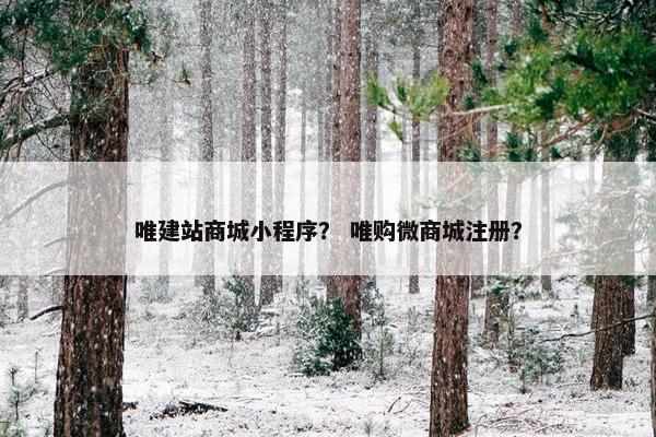 唯建站商城小程序？ 唯购微商城注册？