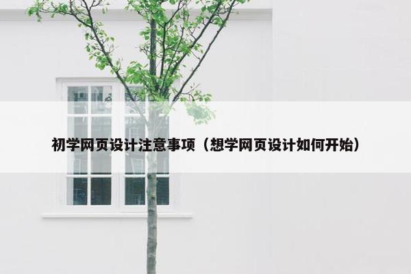 初学网页设计注意事项（想学网页设计如何开始）