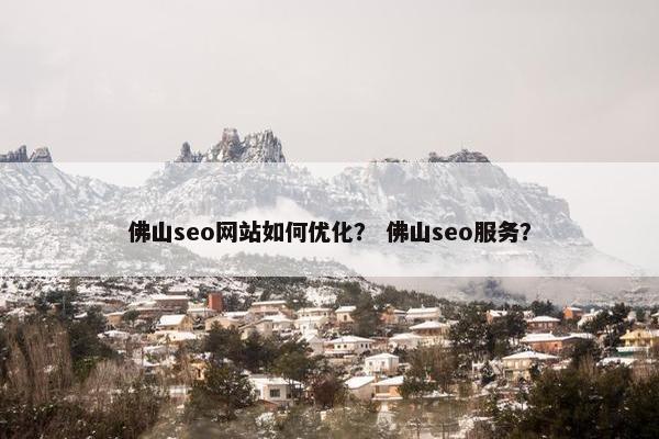佛山seo网站如何优化？ 佛山seo服务？