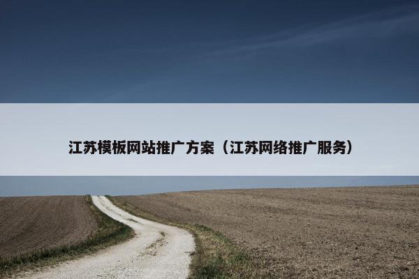 江苏模板网站推广方案（江苏网络推广服务）