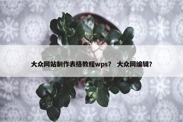 大众网站制作表格教程wps？ 大众网编辑？