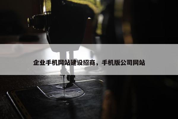 企业手机网站建设招商，手机版公司网站