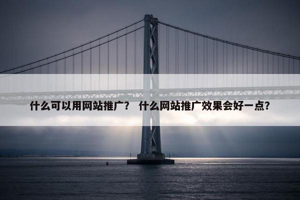 什么可以用网站推广？ 什么网站推广效果会好一点？