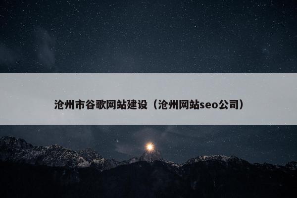 沧州市谷歌网站建设（沧州网站seo公司）