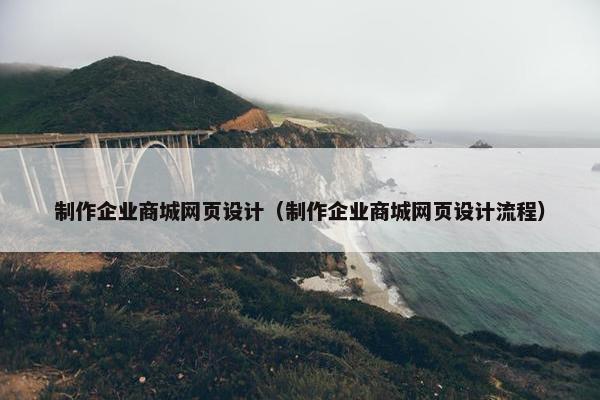 制作企业商城网页设计（制作企业商城网页设计流程）