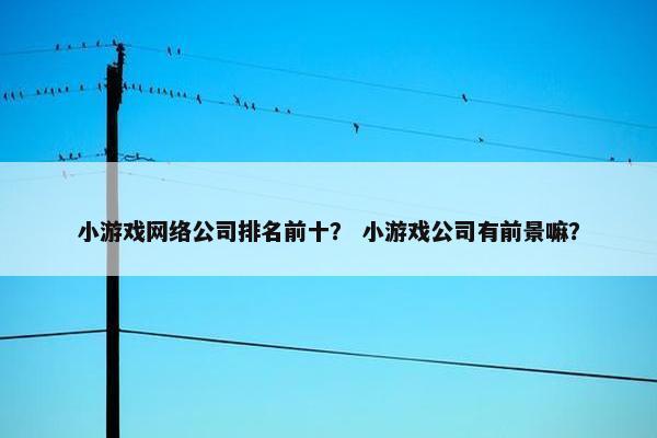 小游戏网络公司排名前十？ 小游戏公司有前景嘛？