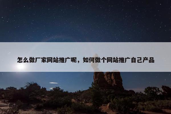 怎么做厂家网站推广呢，如何做个网站推广自己产品