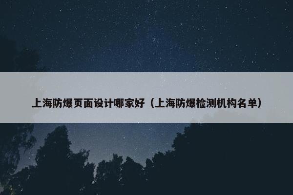 上海防爆页面设计哪家好（上海防爆检测机构名单）
